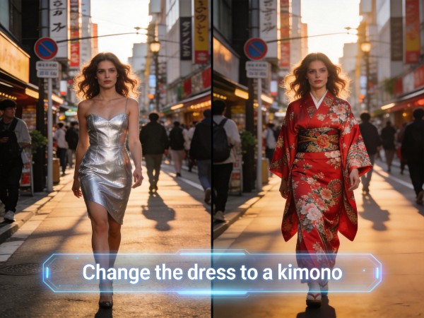 Reference image showing Kling 3.0 semantic video editing features